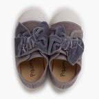 Pisamonas grey velvet bow trainers - Mi Nina Kids