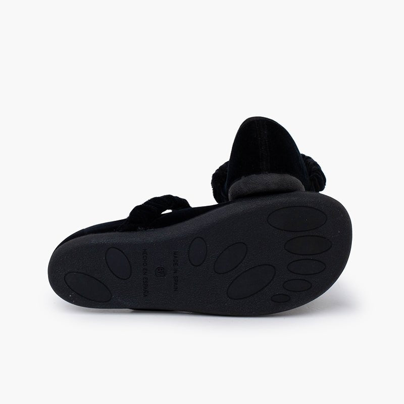 Pisamonas black velvet barefoot Mary Janes - Mi Nina Kids