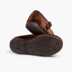 Pisamonas brown velvet Mary Janes - Mi Nina Kids