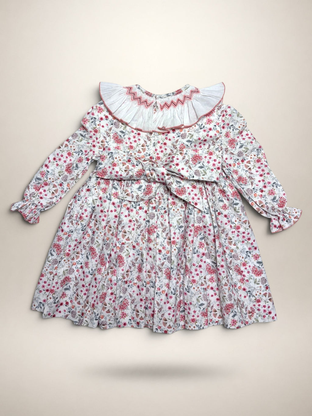 Claudia White Smocked Dress With Floral Print