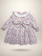 Claudia White Smocked Dress With Floral Print - Mi Nina Kids