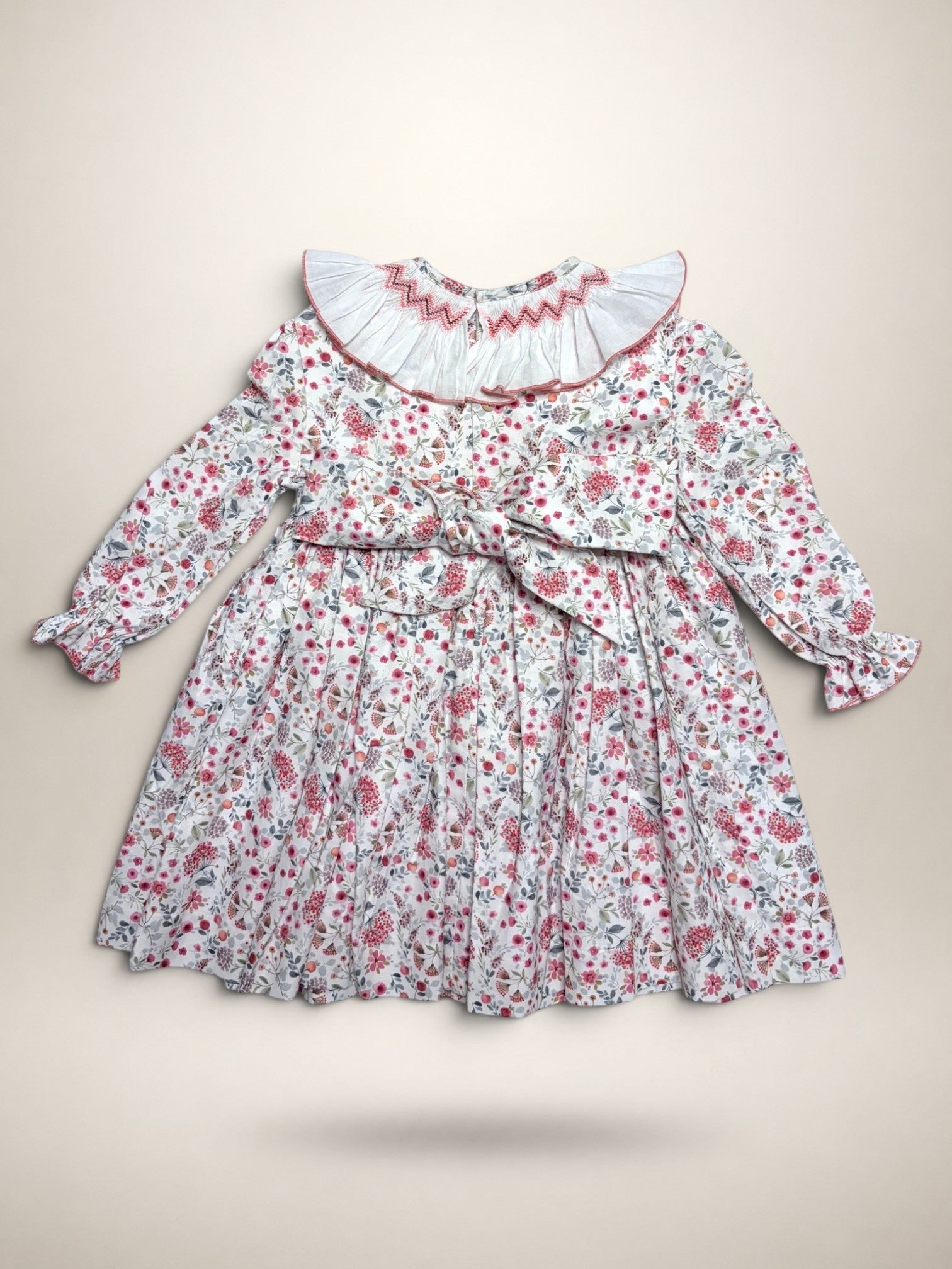 Claudia White Smocked Dress With Floral Print