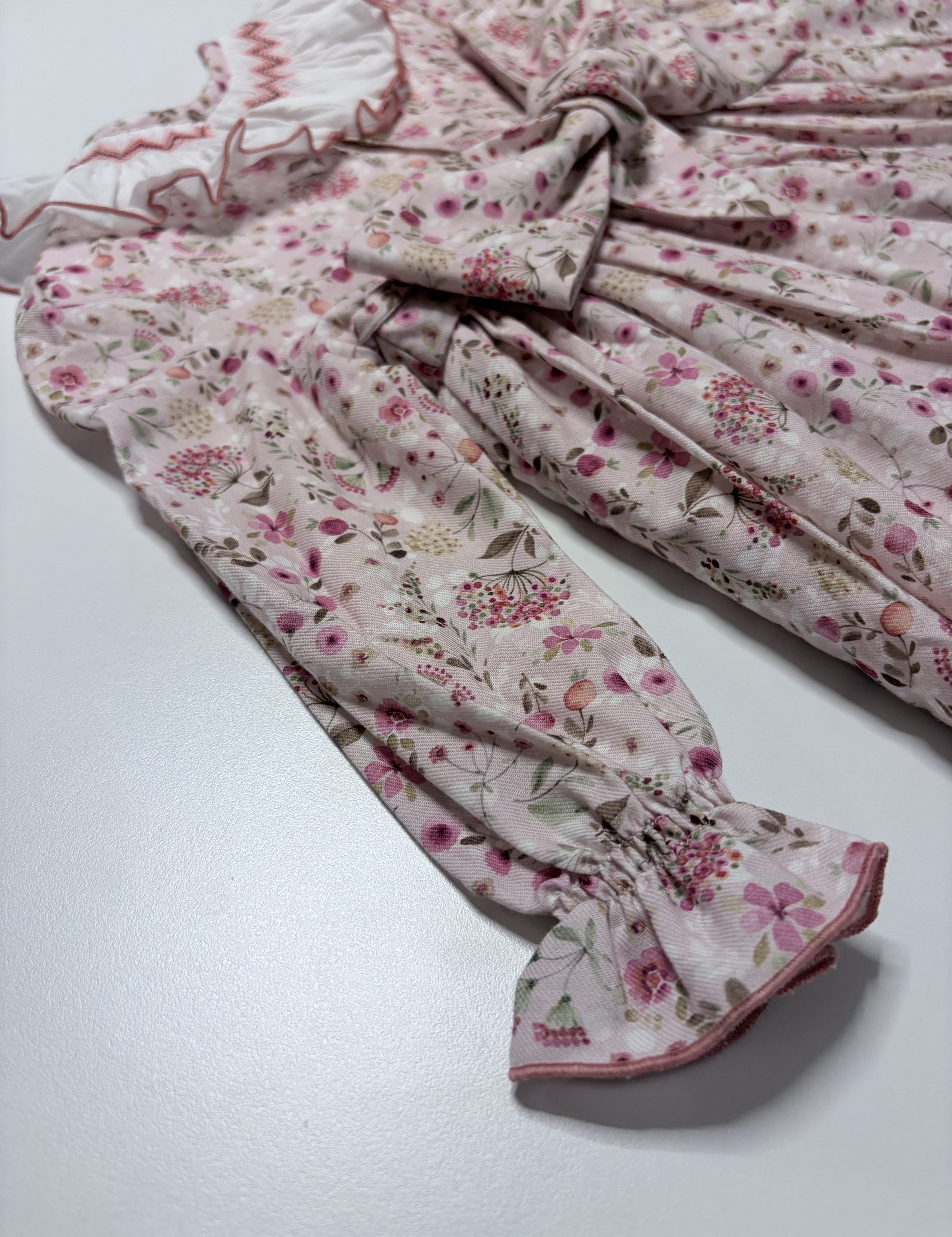 Claudia Pink Smocked Dress With Floral Print