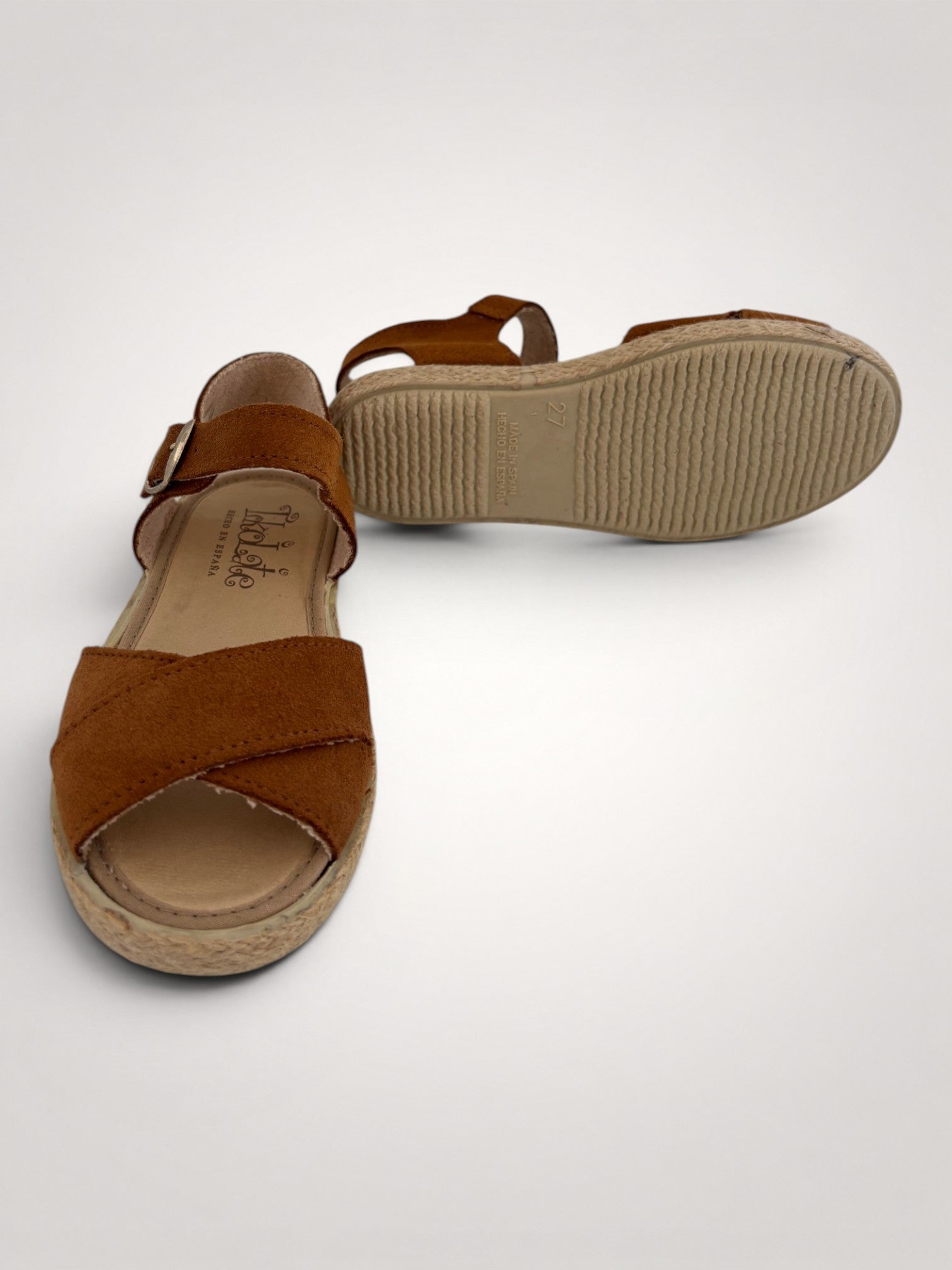 Natural Leather Cross-Strap Sandals Nubuck