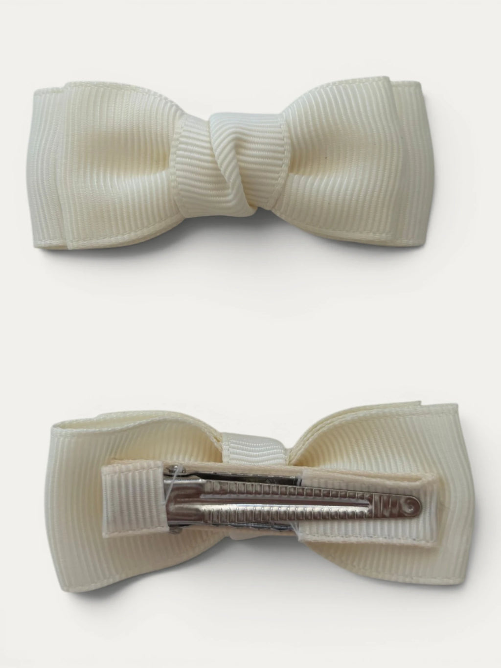 Cream grosgrain bow hair clip for girls
