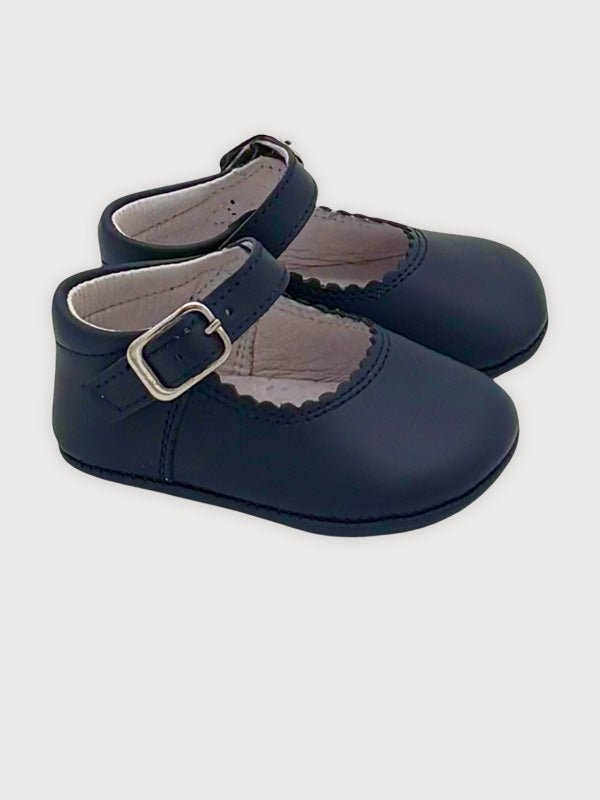 Navy Leather Baby Shoes with Buckle Strap - Mi Nina Kids