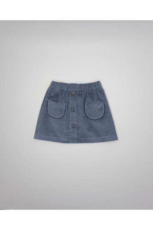 Girl blue corduroy skirt with pockets and buttons - Mi Nina Kids