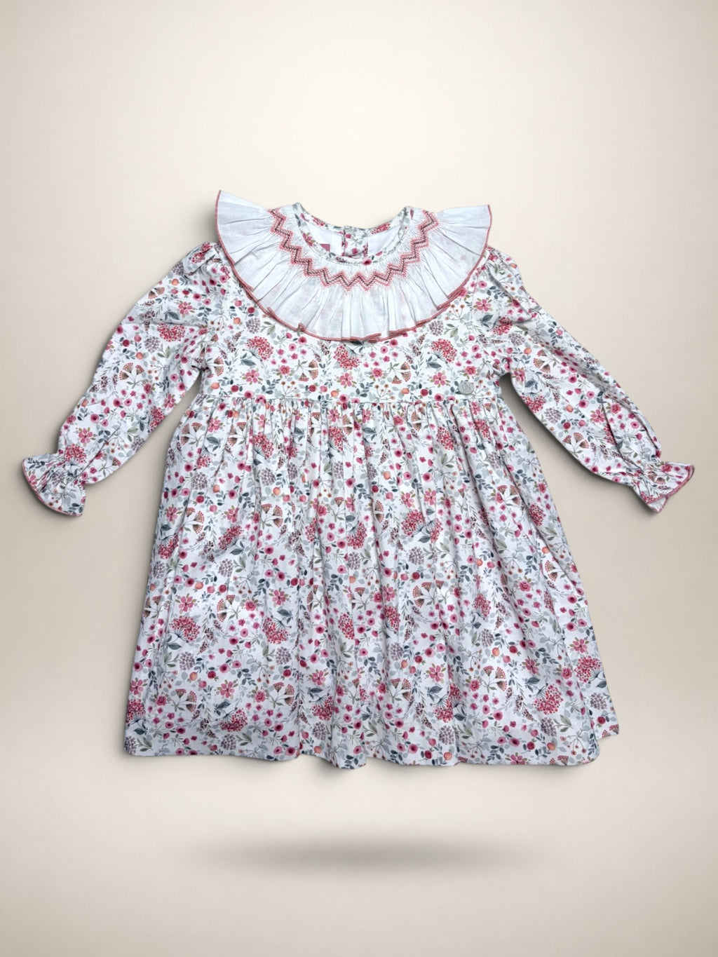 Claudia White Smocked Dress With Floral Print