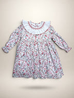 Claudia White Smocked Dress With Floral Print - Mi Nina Kids