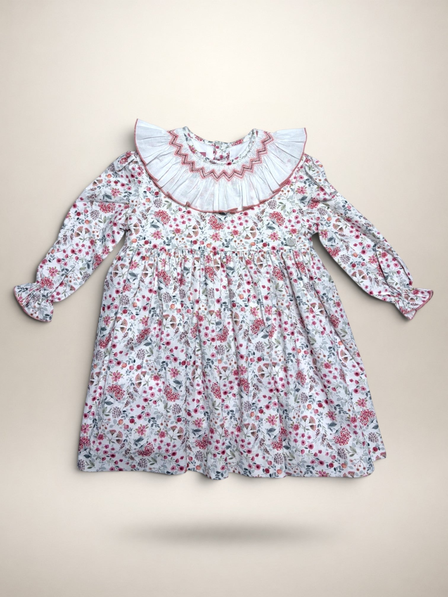 Claudia White Smocked Dress With Floral Print