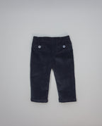 Navy corduroy boys trousers with welt pockets