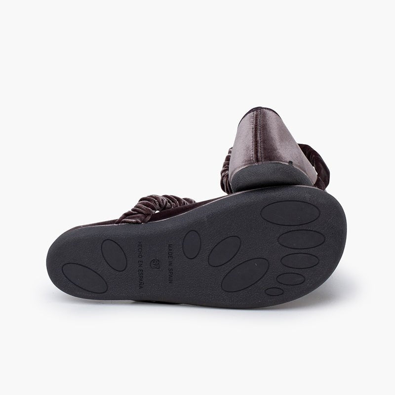 Pisamonas grey velvet barefoot Mary Janes - Mi Nina Kids