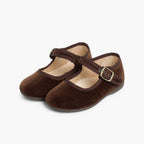Pisamonas brown velvet Mary Janes - Mi Nina Kids