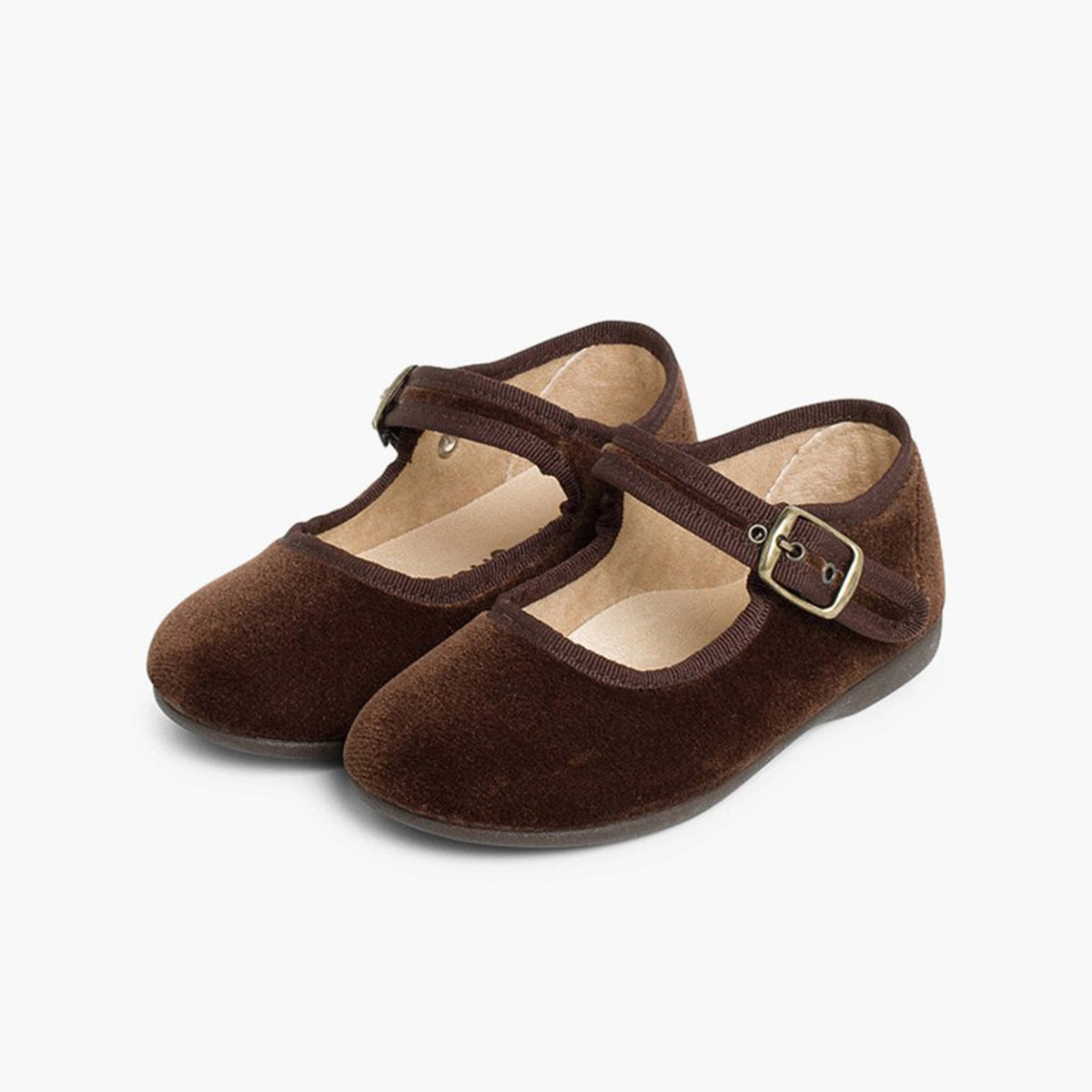 Pisamonas brown velvet Mary Janes - Mi Nina Kids