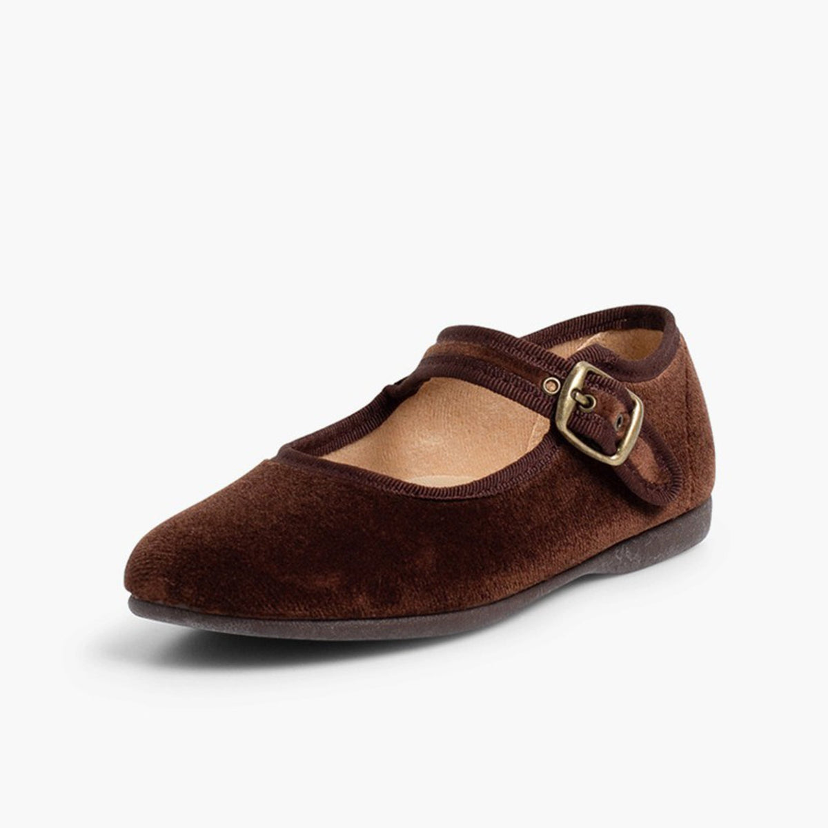 Pisamonas brown velvet Mary Janes - Mi Nina Kids