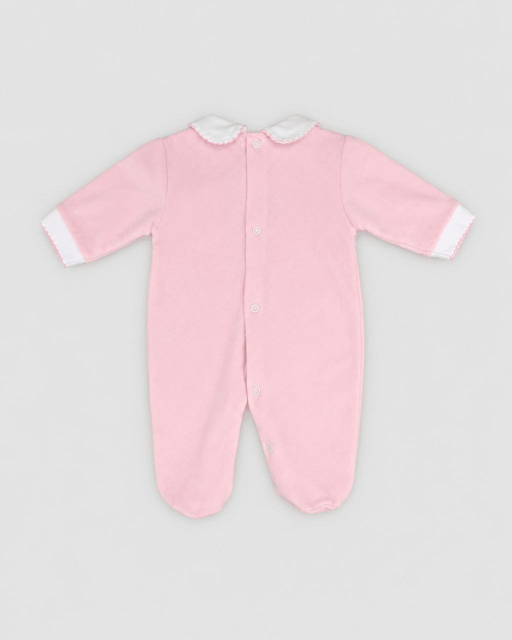Light Pink Footed Onesie with Scalloped Collar - Mi Nina Kids
