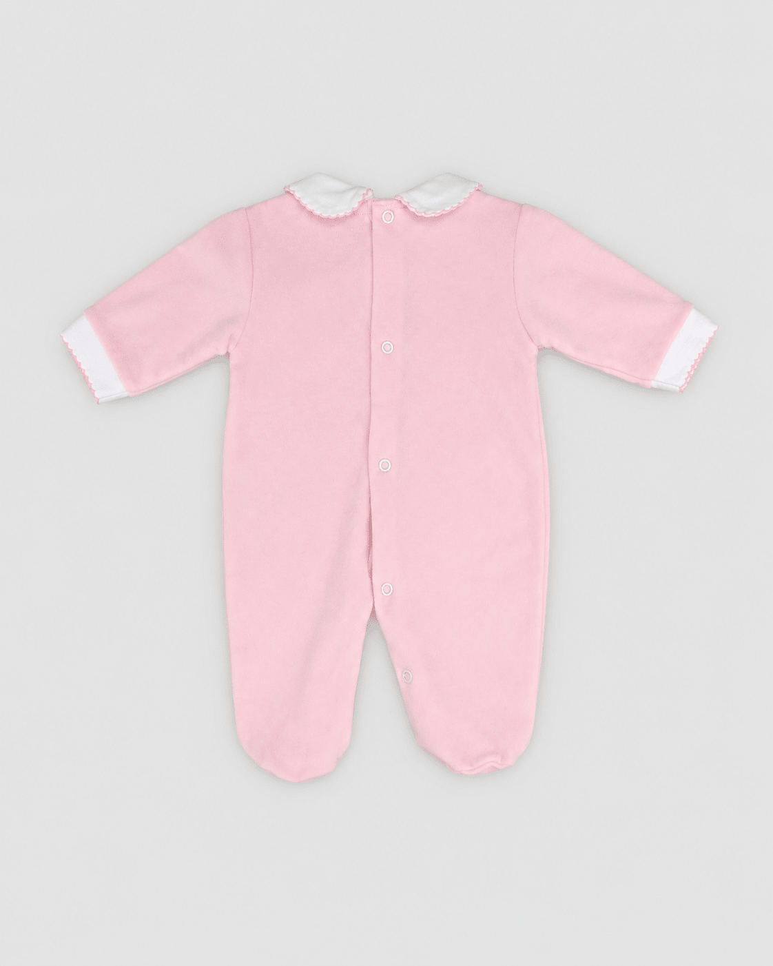 Light Pink Footed Onesie with Scalloped Collar - Mi Nina Kids