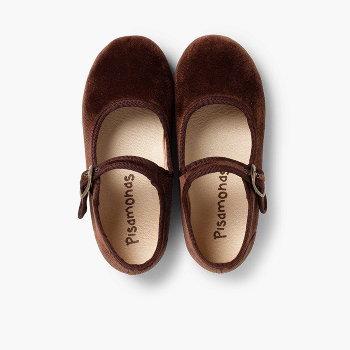 Pisamonas brown velvet Mary Janes - Mi Nina Kids