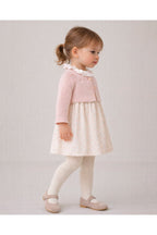 Pink girls cashmere cardigan with eyelets and pearl buttons