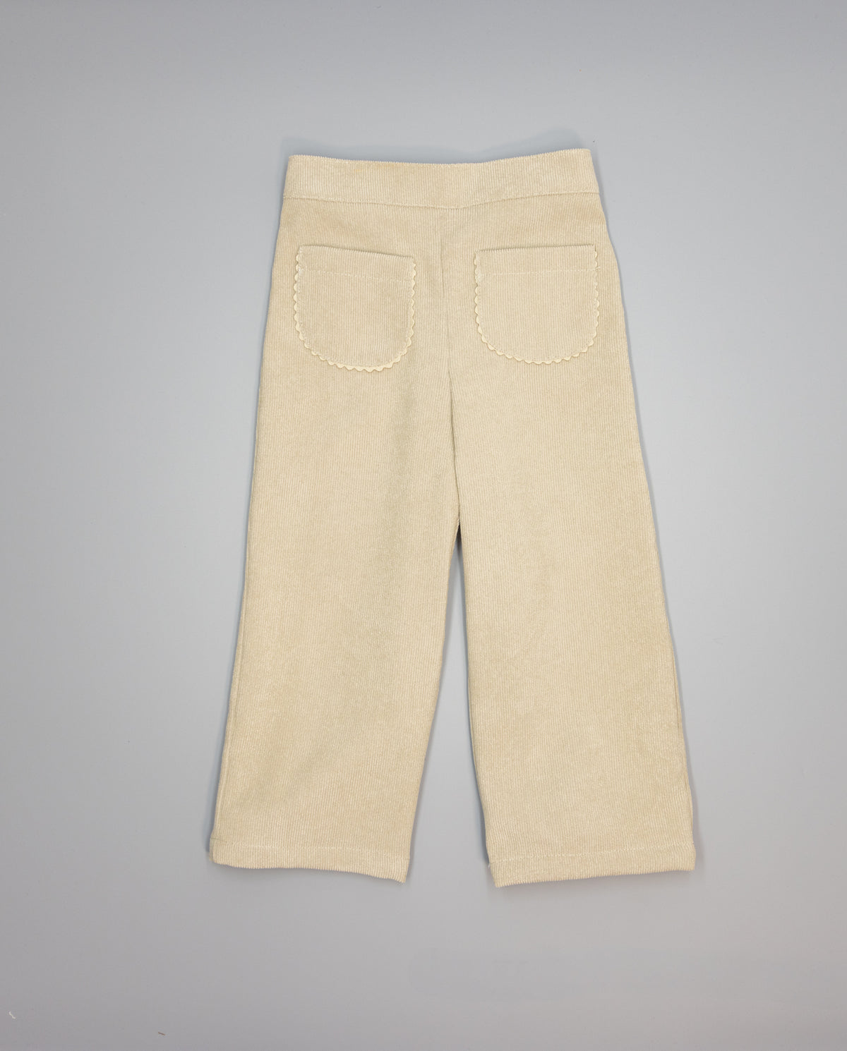 Girl corduroy trousers with patch pockets and ric-rac trim - Mi Nina Kids