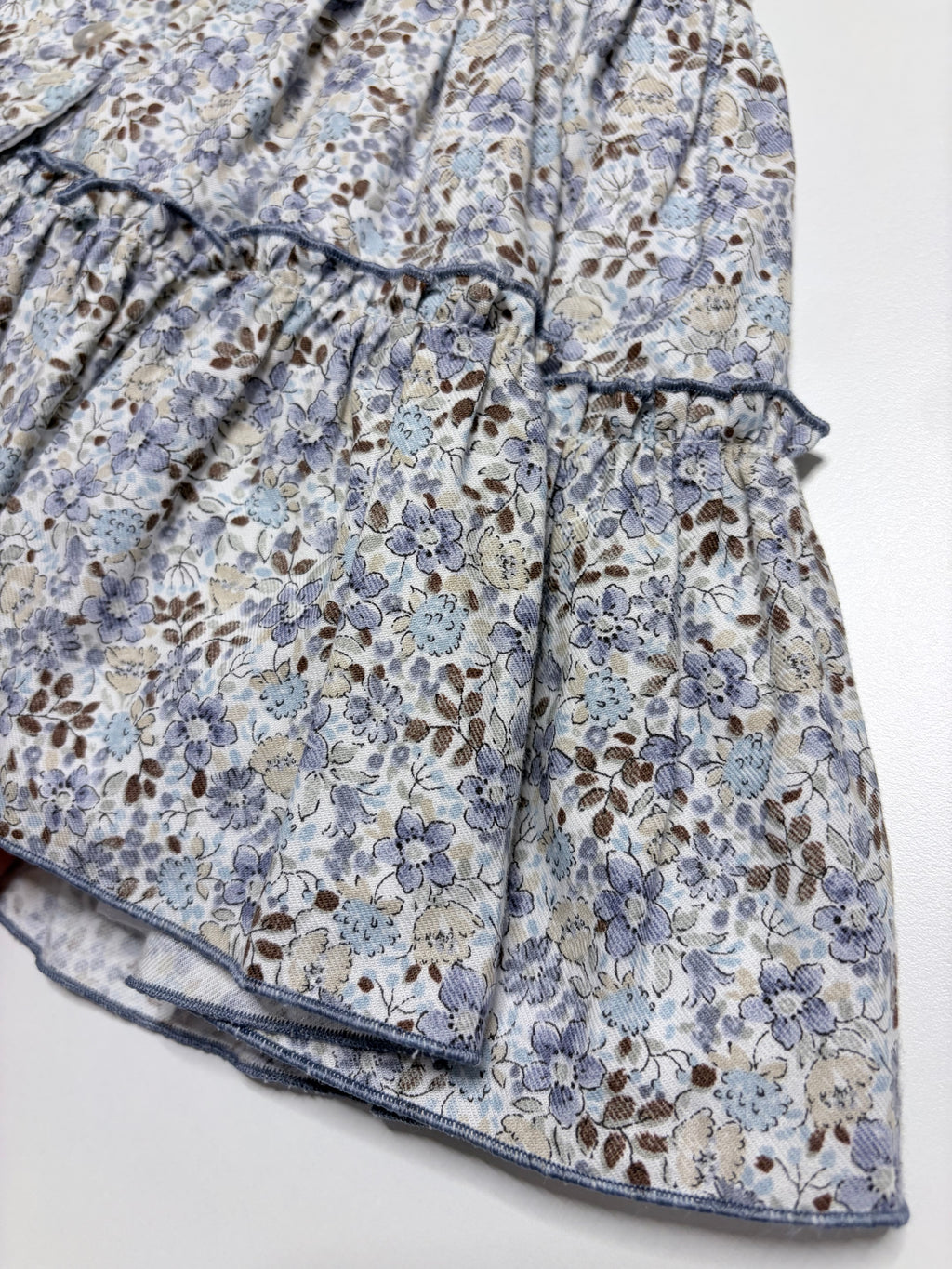 Sofia Blue Smocked Dress With Floral Print