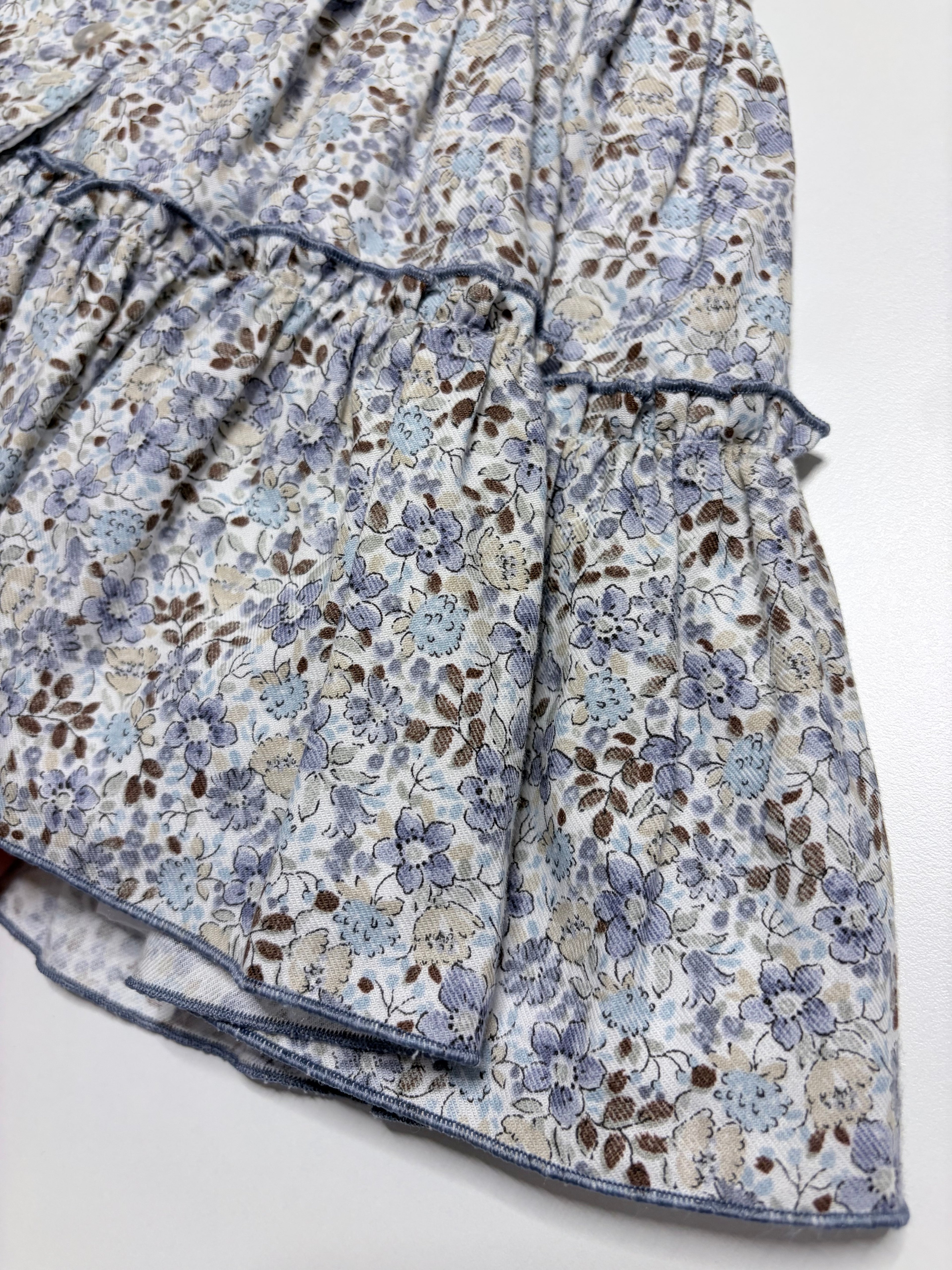 Sofia Blue Smocked Dress With Floral Print