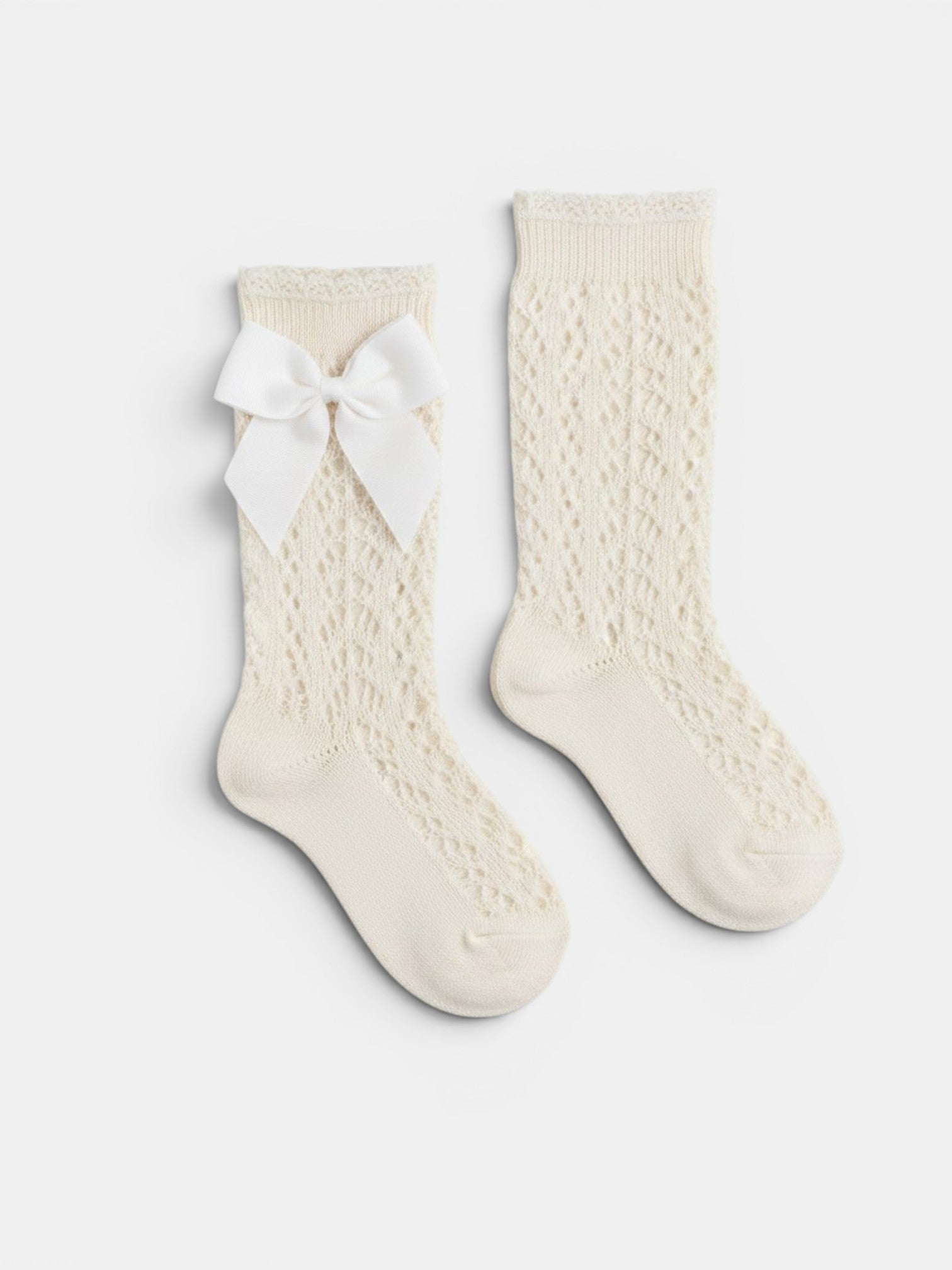 Refined Openwork Perle Socks With Delicate Bow