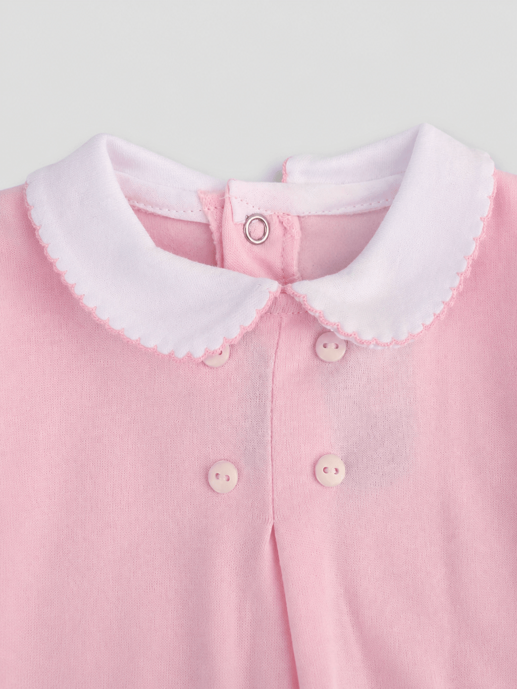 Light Pink Footed Onesie with Scalloped Collar - Mi Nina Kids