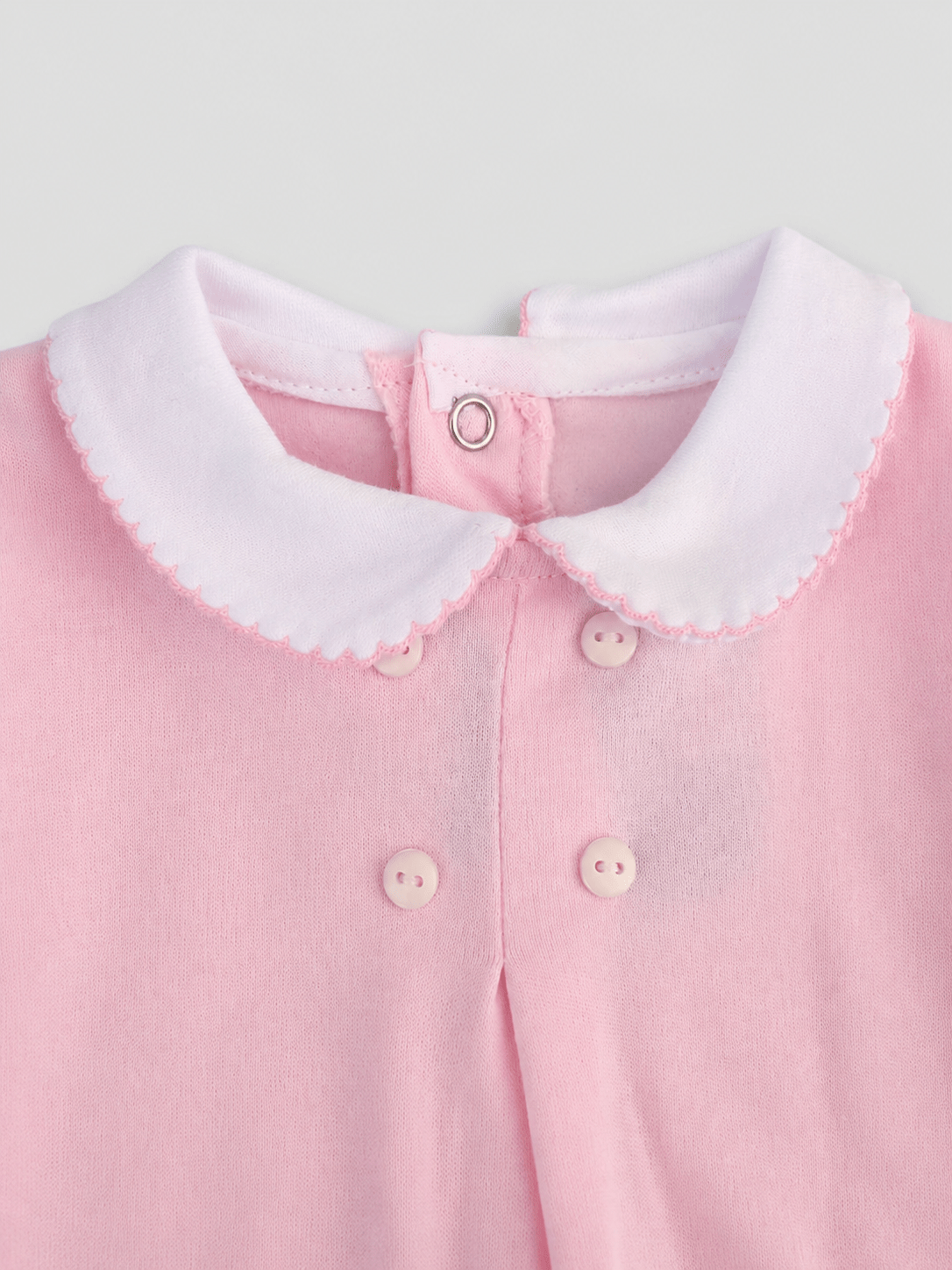 Light Pink Footed Onesie with Scalloped Collar - Mi Nina Kids
