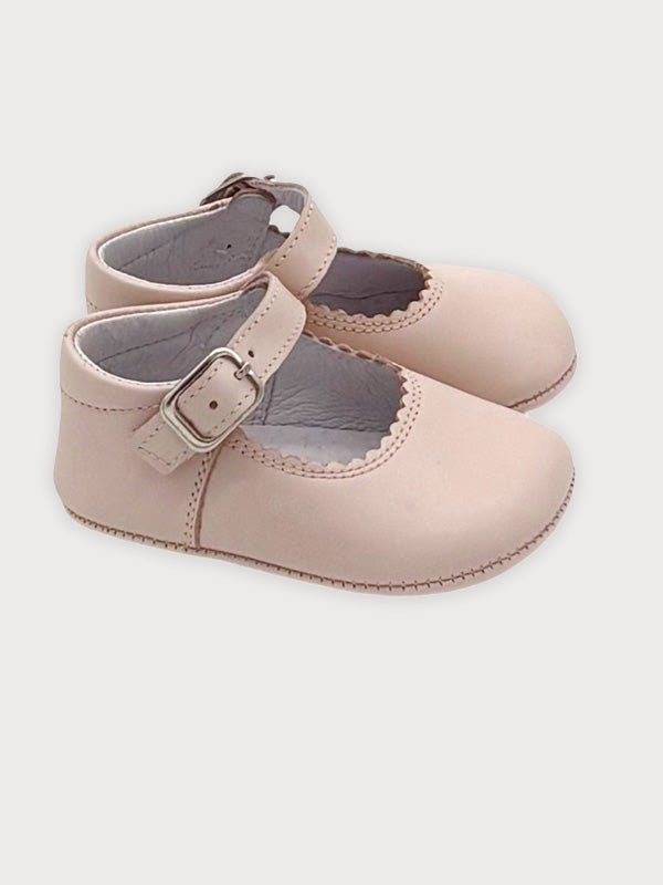 Light Pink Leather Baby Shoes with Buckle Strap - Mi Nina Kids