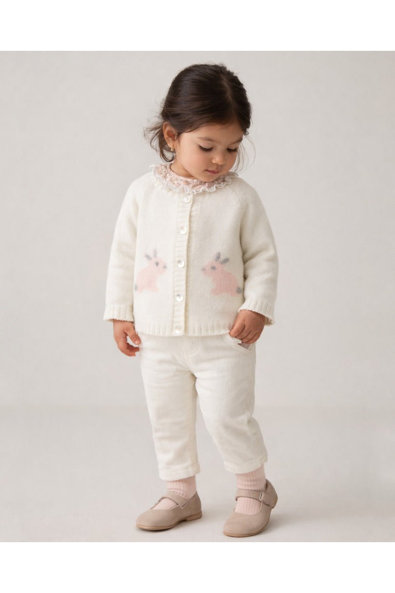 Girls corduroy trousers with ruffle detail on side pockets