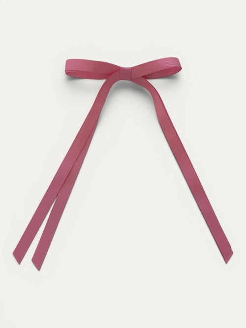 Classic long grosgrain Antique Rose bow clip for girls in Antique Rose; vintage tone, elegant silhouette, made in Spain and shipped from Switzerland.