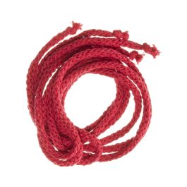 Long braided cotton hair cord for girls in Red; bright tone, elegant braided design, made in Spain and shipped from Switzerland.