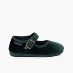 Pisamonas green velvet Mary Jane - Mi Nina Kids