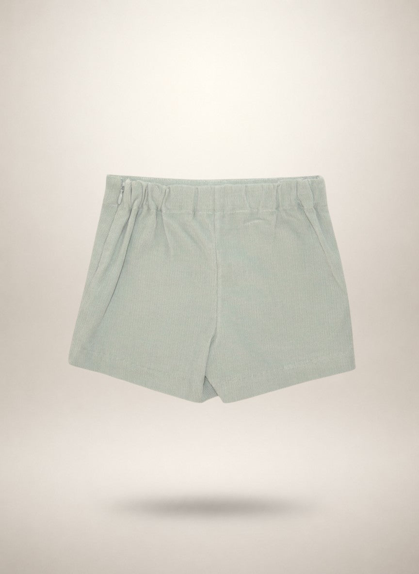 Green Fine Corduroy Skirt In Stretch Cotton
