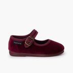 Pisamonas burgundy velvet Mary Jane - Mi Nina Kids