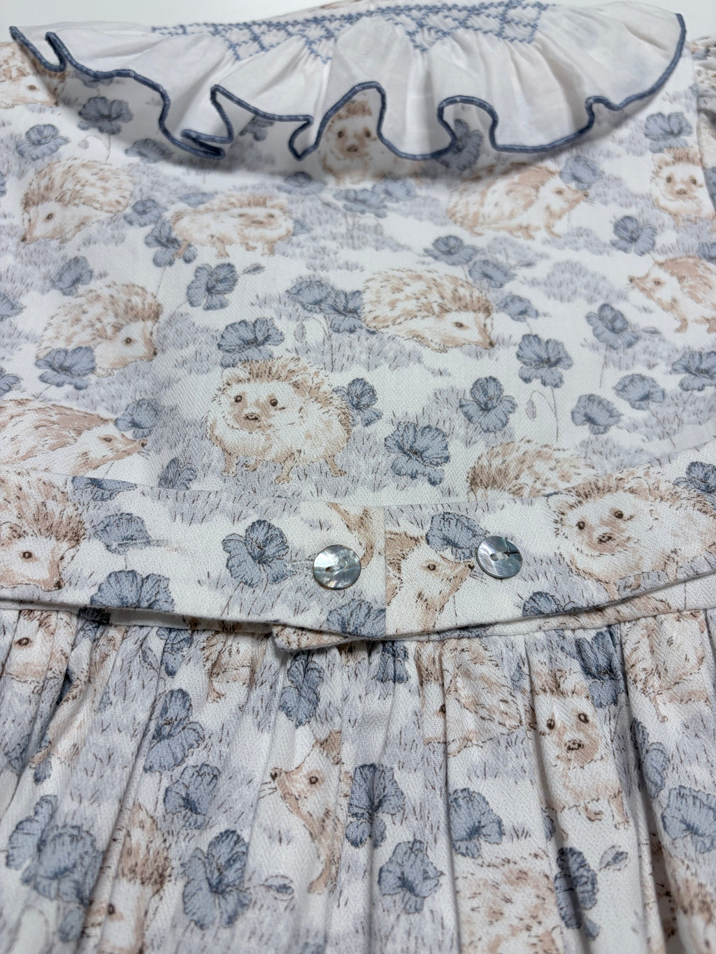 Smocked Dress With Hedgehog Print
