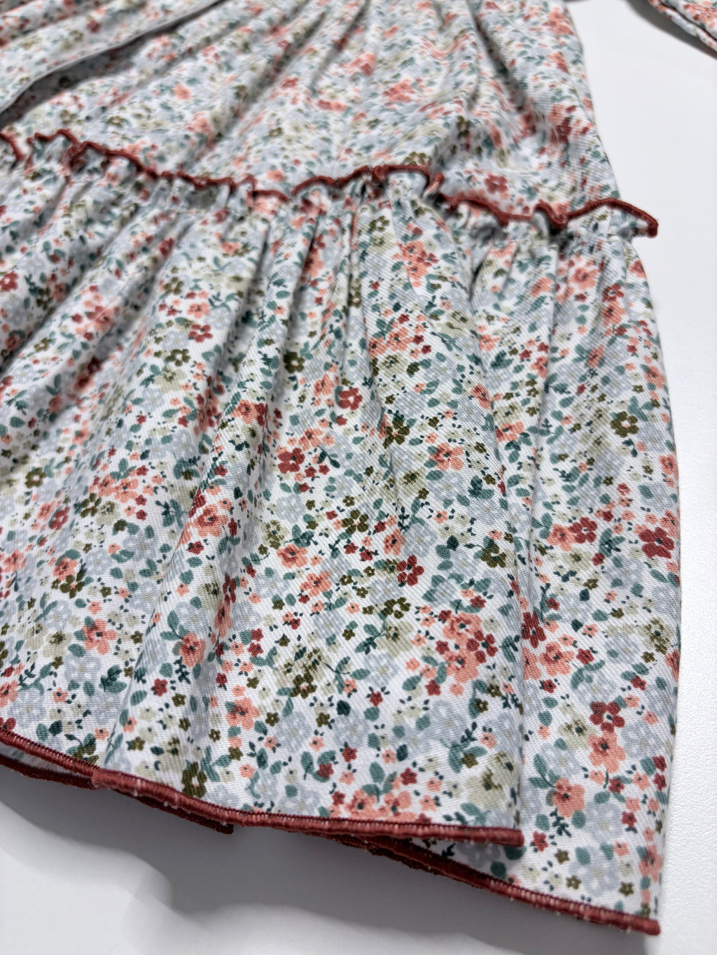 Sofia Terracotta Smocked Dress With Floral Print