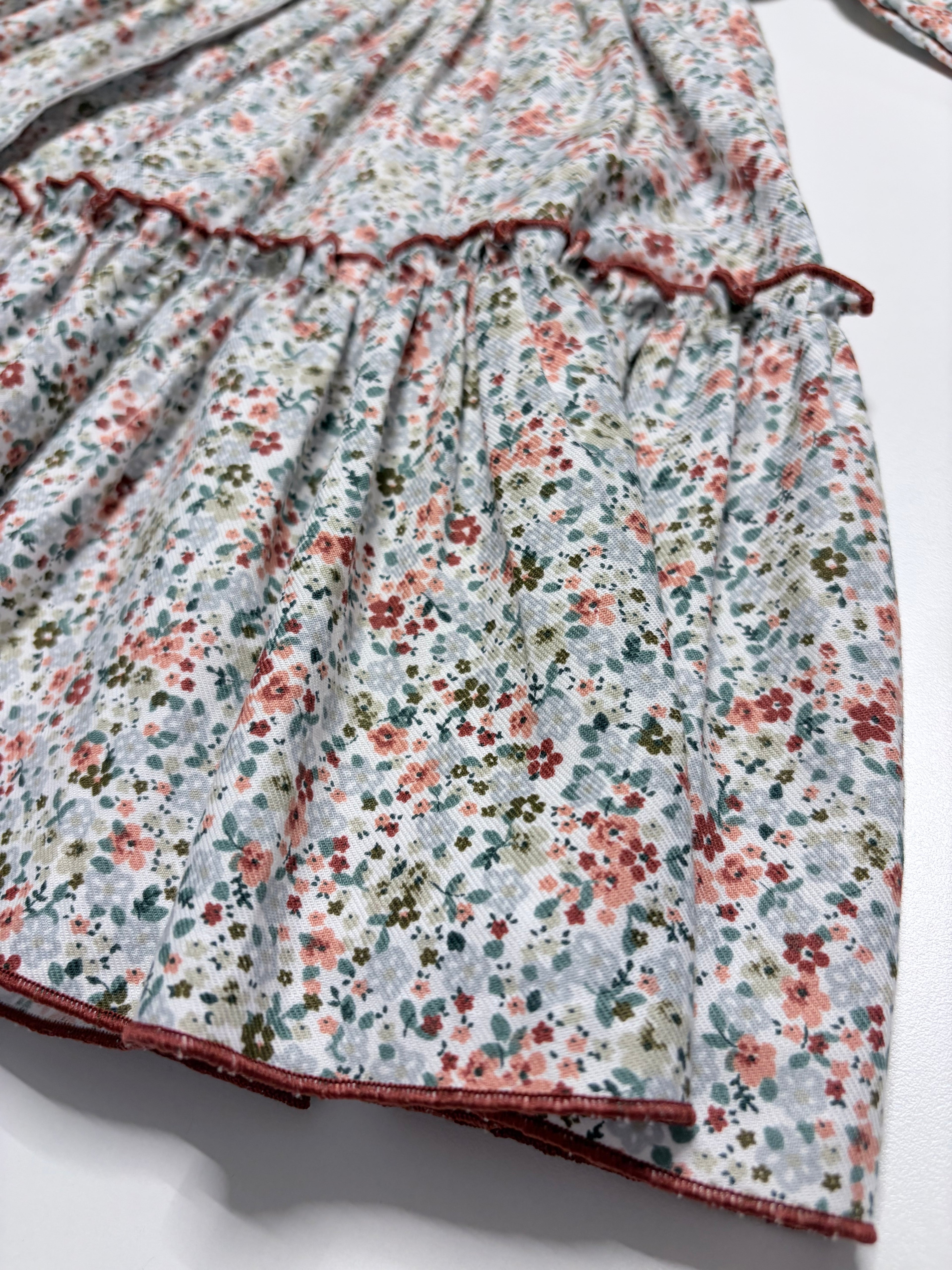 Sofia Terracotta Smocked Dress With Floral Print