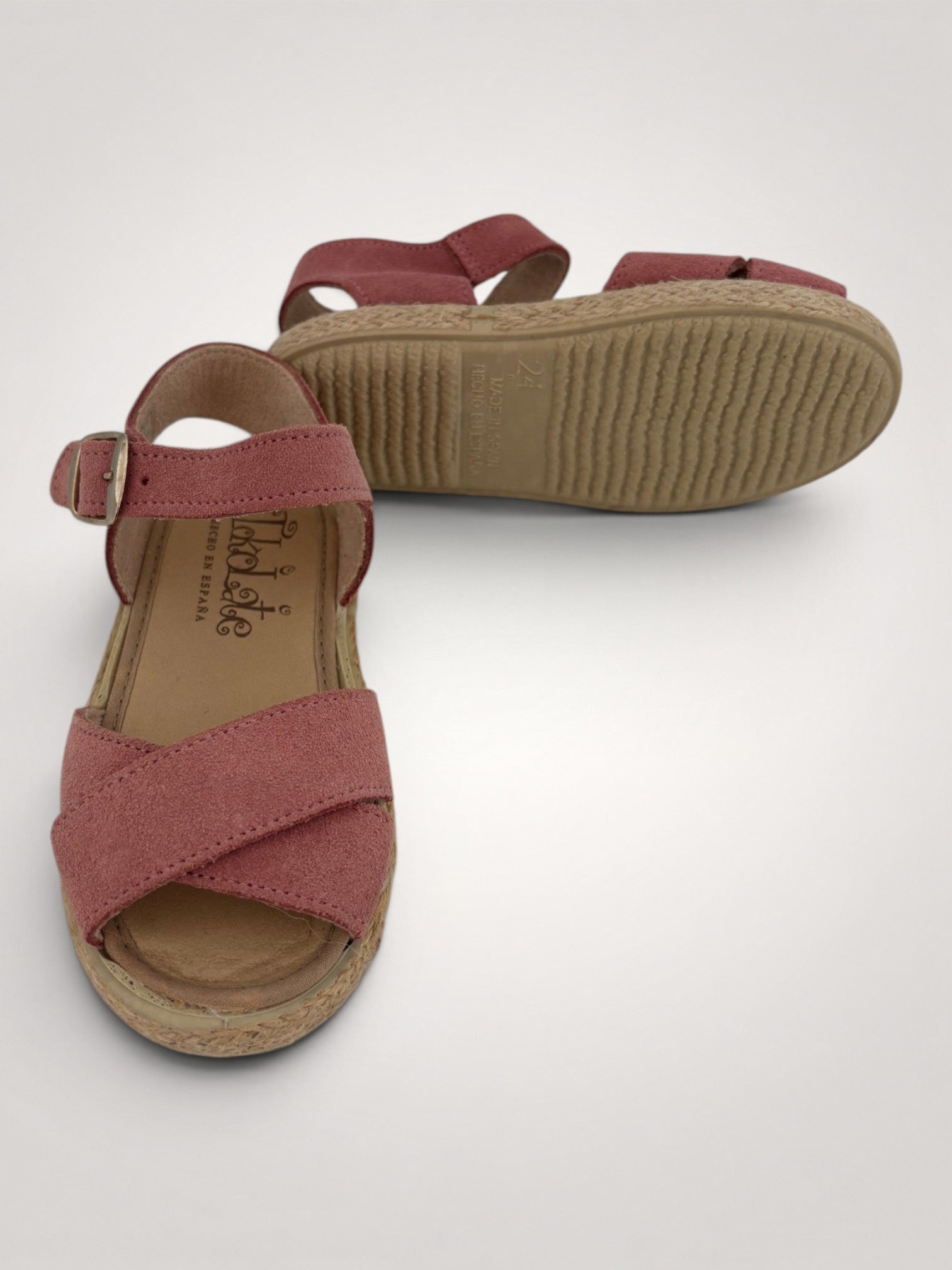 Pink Cross-Strap Sandals Nubuck