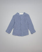 Blue boys double-layer gauze shirt with mao collar