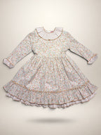 Alba Camel Dress - 3 Ruffles In 2 Fabrics - Mi Nina Kids