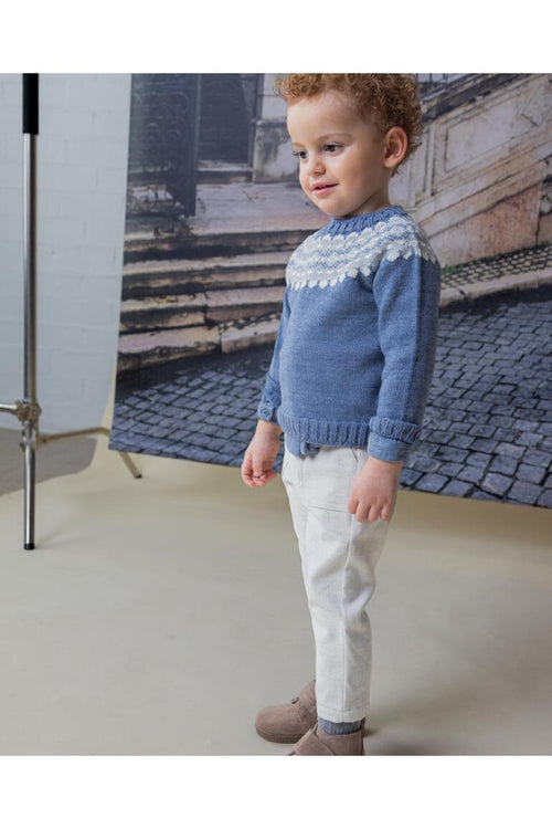 Boy’s merino wool jumper with contrasting jacquard pattern