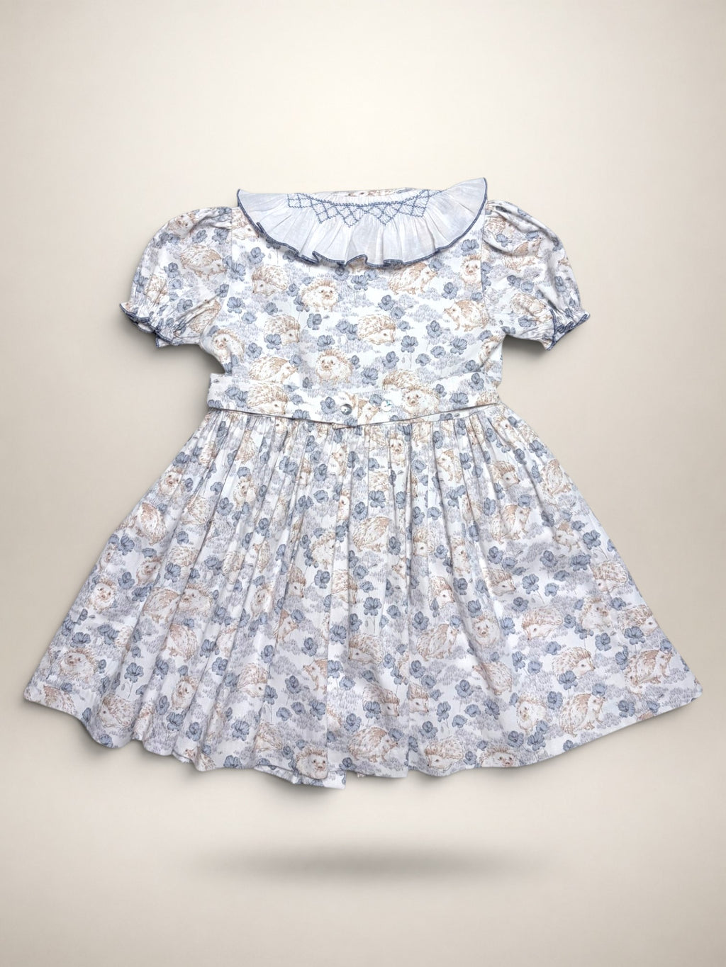 Smocked Dress With Hedgehog Print