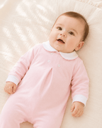 Light Pink Footed Onesie with Scalloped Collar - Mi Nina Kids