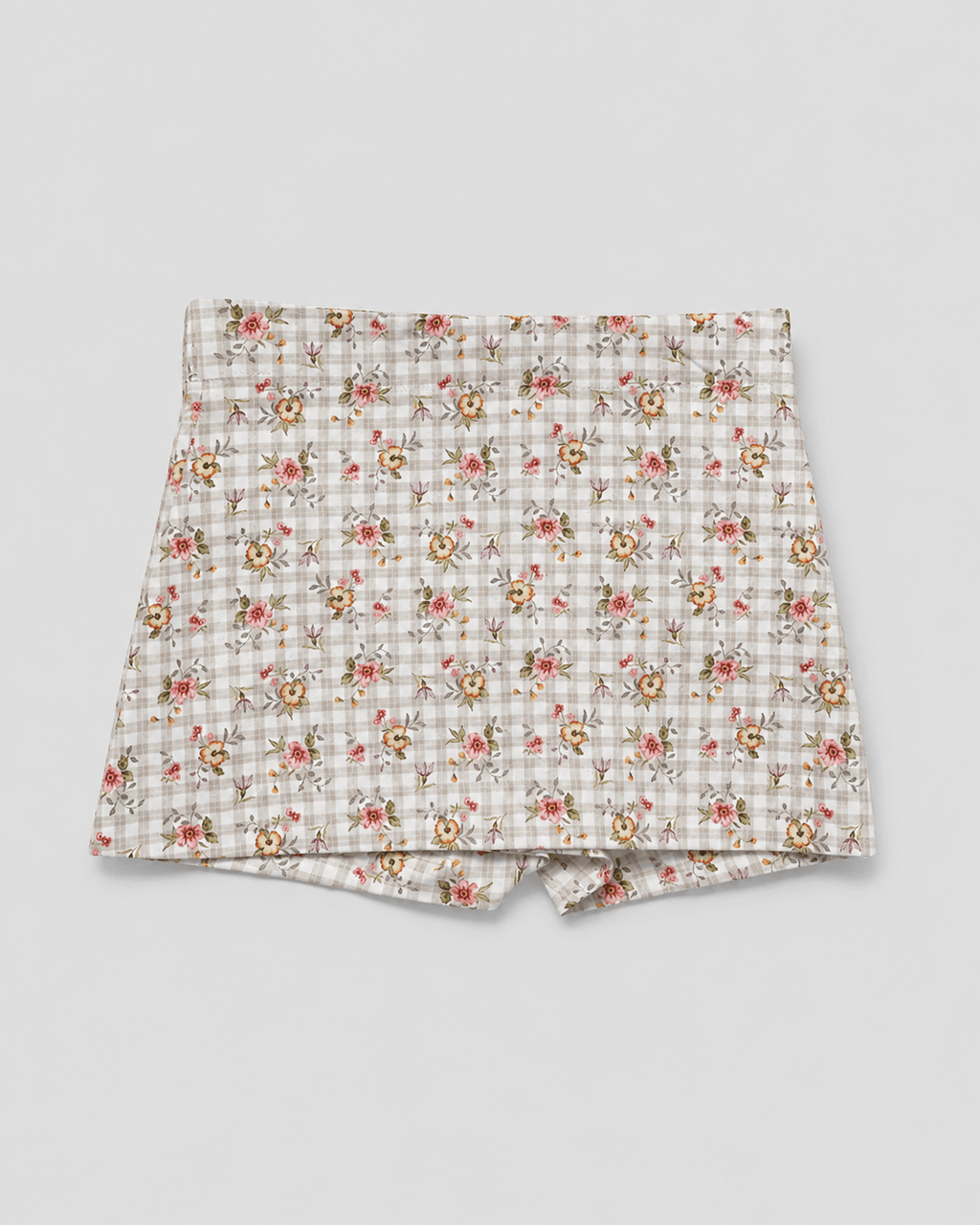 Checkered Floral Skort - Mi Nina Kids
