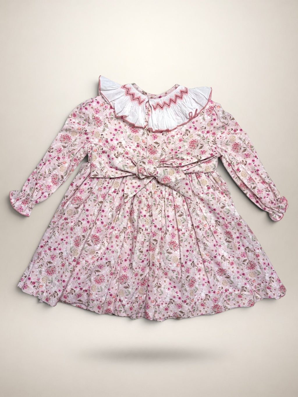 Claudia Pink Smocked Dress With Floral Print