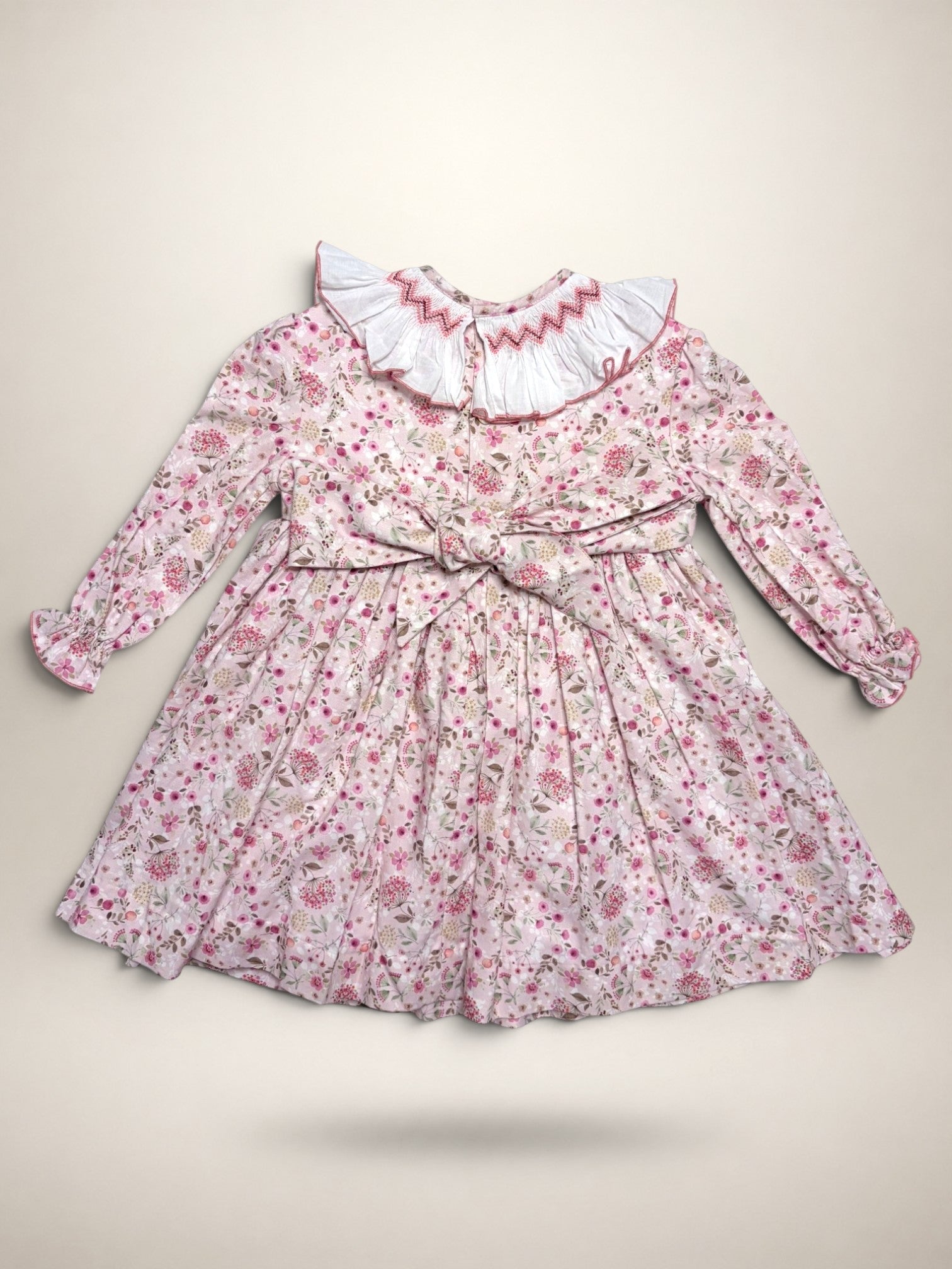 Claudia Pink Smocked Dress With Floral Print