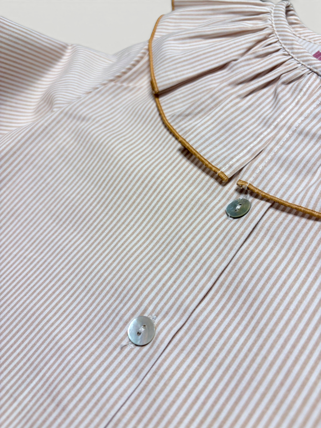 Camel Blouse With Striped Print