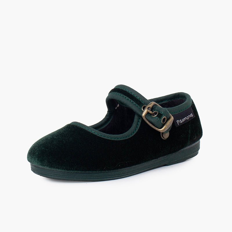 Pisamonas green velvet Mary Jane - Mi Nina Kids